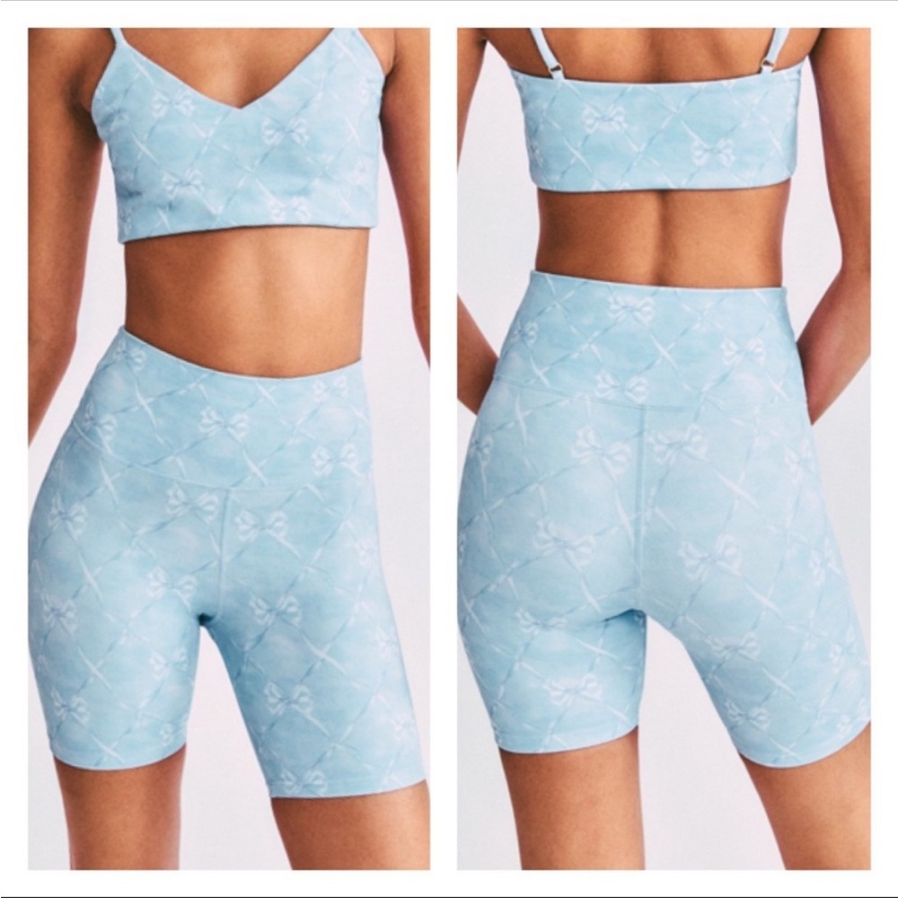 NEW LOVESHACKFANCY X BEACH RIOT Beaux Blue Tie Dye Bike Shorts Small NWOT